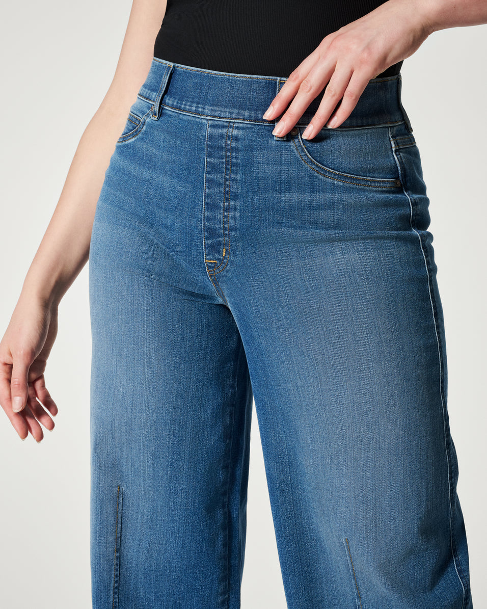 Jeans mit breitem Bein und Nahtdetail vorne, in Vintage-Indigo