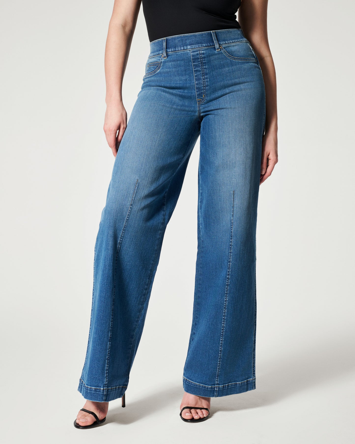 Jeans mit breitem Bein und Nahtdetail vorne, in Vintage-Indigo